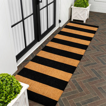 Sutton Modern Coastal Striped Coir Area Rug